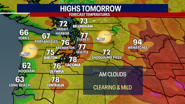 Seattle Weather: Morning clouds to sunshine and 70s Thursday