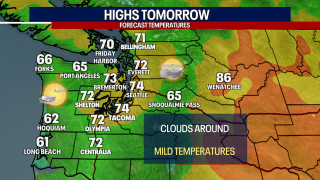 Seattle weather: Cloudy and Cool Before Mid Week Heat Returns