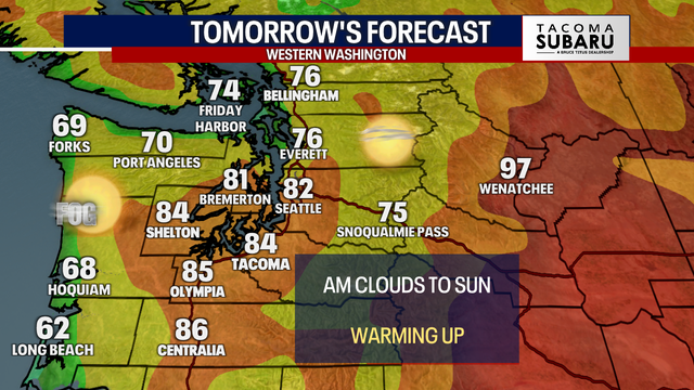 Seattle weather: Heating up into the weekend, highs in the 80s