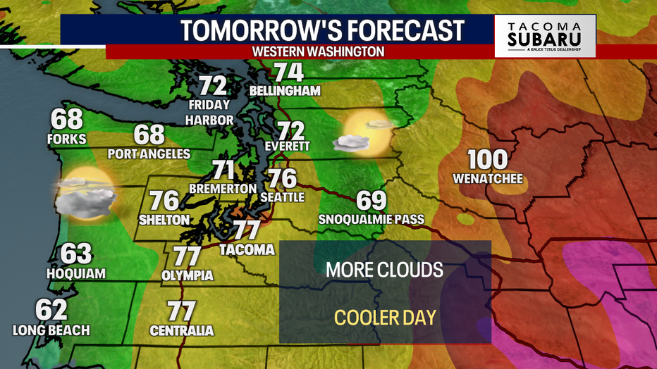 Slightly cooler to start the week.