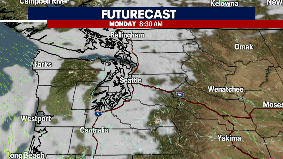 More clouds on Monday.