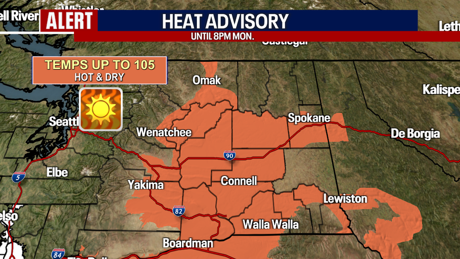 Hot days ahead for spots east of the Cascades.