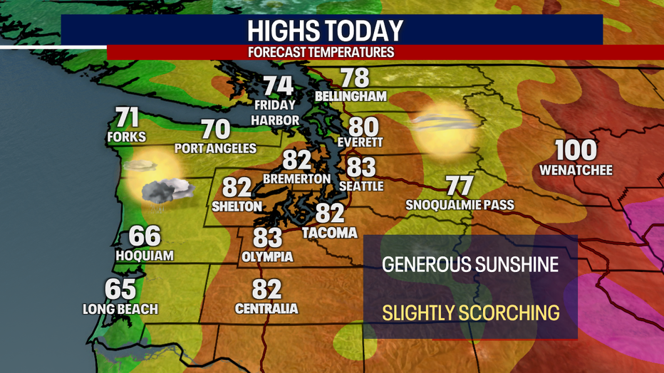 Hotter-than-normal weather continues in Seattle on Tuesday.