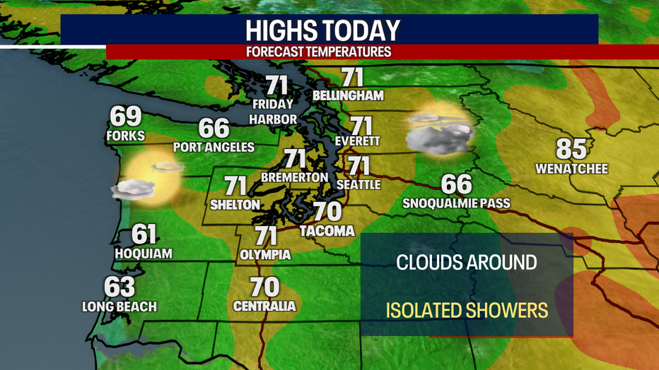 Cooler-than-normal weather is forecast in Seattle on Sunday.