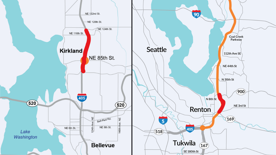 I-405 closures in Kirkland and Renton for July 11-13