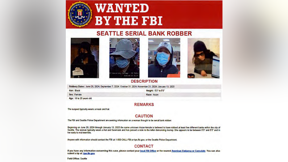 FBI bulletin of Seattle serial bank robber