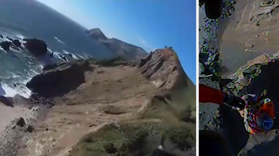 Two teenagers were rescued after getting themselves trapped on a cliff side near Astoria, Oregon over the weekend. The United States Coast Guard (USGS) shared bodycam video of the rescue in a Monday press release. Authorities say an MH-60 helicopter crew was deployed from the USGS air station in Astoria to rescue two teens who became trapped on a cliff side near Roads End Point in Lincoln County, Oregon on Saturday. According to the USGS, its helicopter crews also had to rescue a member of the Lincoln County Fire Department, who also got stuck while attempting to rescue the two teens. "Our air crews frequently train with our agency partner agencies to conduct rescues in a variety of conditions and terrain in the Pacific Northwest," said CDR Amanda Denning, Executive Officer of Coast Guard Air Station Astoria. "We are extremely happy that we were able to rescue the three individuals and transport them to safety."