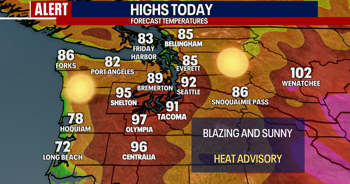 Hot Seattle Tuesday, cooler and cloudier Wednesday | FOX 13 Seattle