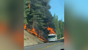WA's SR 97 Blewett Pass shuts down after motorhome fire spreads to brush