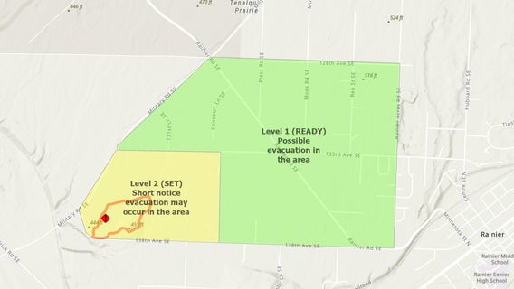 Evacuation levels reduced for wildfire near Rainier, WA
