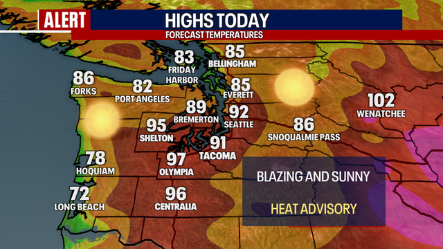 Seattle weather: Hot Tuesday, cool and cloudy Wednesday