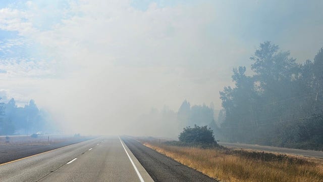 Driver with flat sparked multiple fires along WA's I-90 causing closure