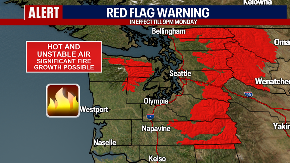 High fire danger continues into Monday.