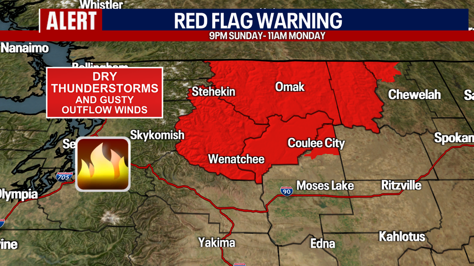 A Red Flag Warning is in effect tonight for parts of the Cascades.