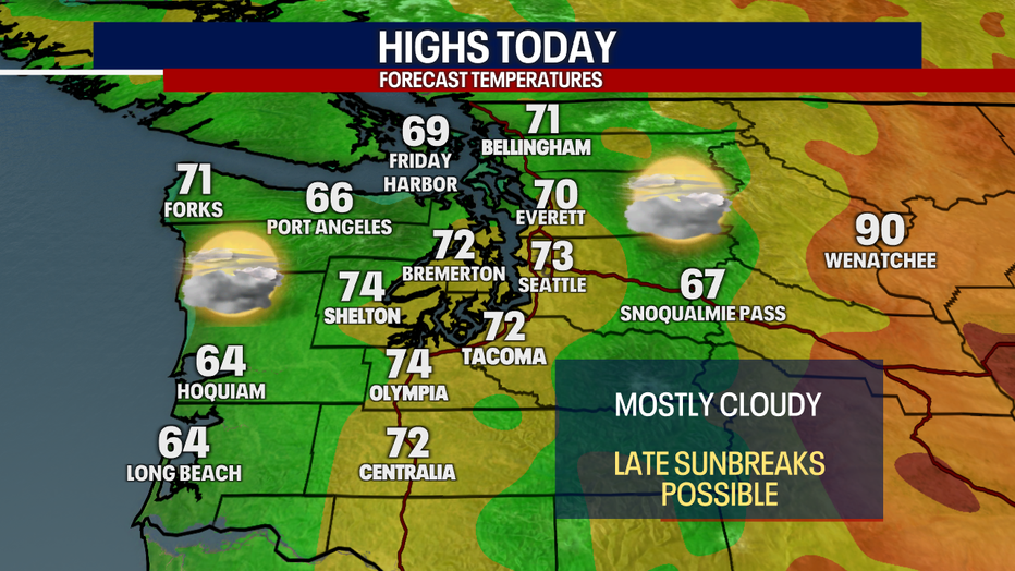 Dry weather can be expected in Seattle on Sunday.