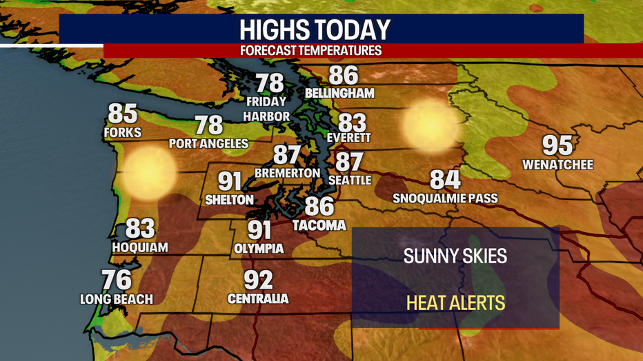Hotter-than-normal weather is forecast in Seattle beginning today.