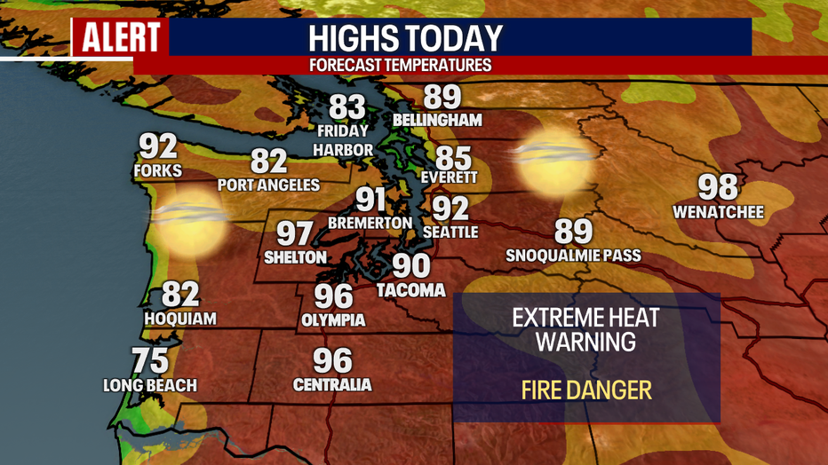 Hotter-than-normal weather is forecast in Seattle through this weekend.