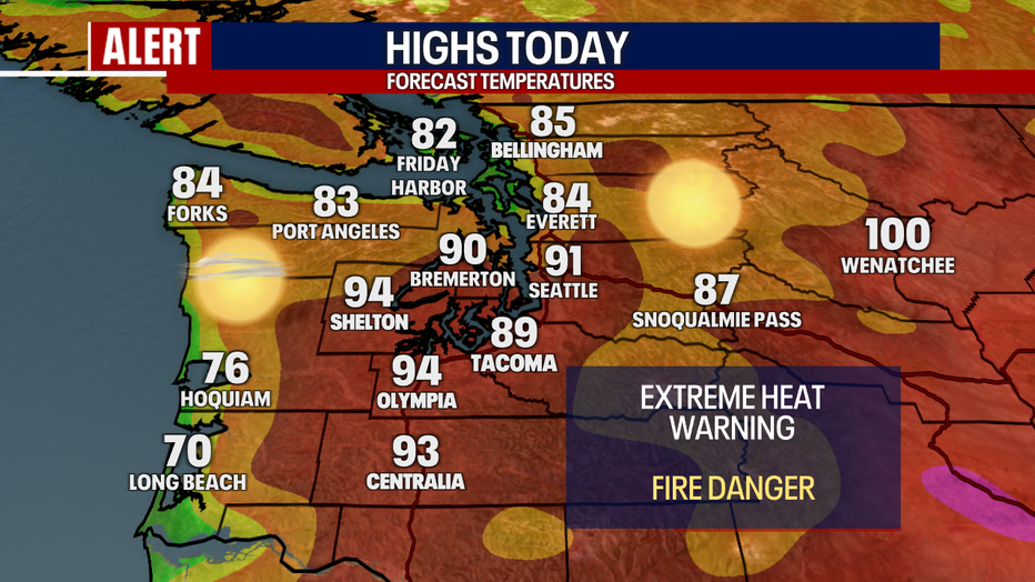 Above-average highs are forecast in Seattle on Sunday.