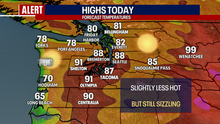 Hotter-than-normal weather can be expected again on Tuesday in Seattle.