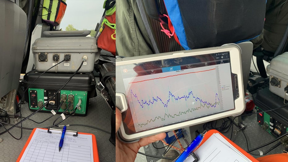 Researchers from the USGS Cascades Volcano Observatory say earthquakes near a volcano could be related to several possibilities, and identifying the cause helps scientists prepare for potential hazards. To find out what caused that swarm of quakes, a team of USGS gas specialists partnered with the National Park Service for a helicopter flight over the volcano’s summit earlier this summer. Equipped with sensitive gas detection equipment, they took measurements near small steam vents – called funaroles – located in the east and west summit craters. 