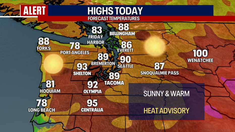 The forecast for Western Washington Monday.