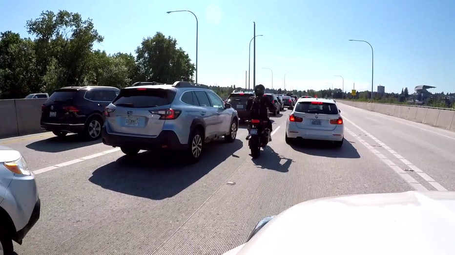 Lane splitting motorcycle