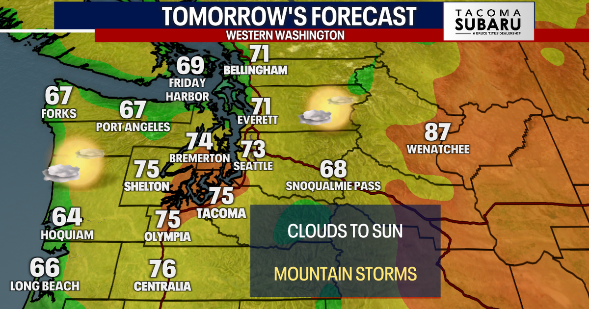 Clouds to sunshine Wednesday, highs in the low 70s | FOX 13 Seattle