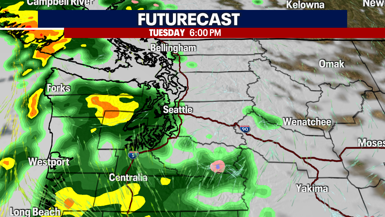 Seattle weather: Wet and breezy Tuesday night