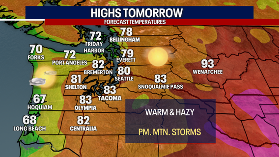 Seattle weather: Warm temperatures and hazy skies to end the week, afternoon storms possible