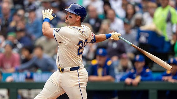 Cal Raleigh ties Mickey Mantle with 54th home run as switch hitter, Seattle Mariners blast Angels 11-2
