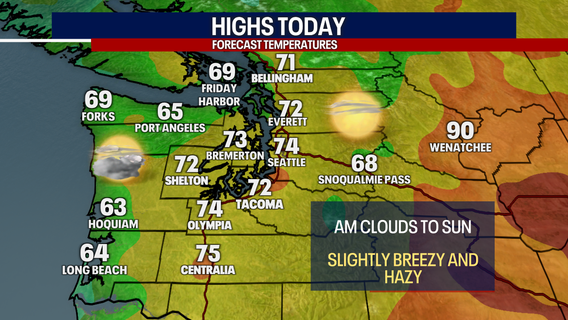 Sloppy weather early Sunday in Seattle, warm temperatures for Apple Cup