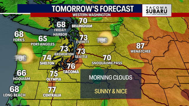 Seattle weather: Warm and sunny Saturday afternoon, rain returns Sunday