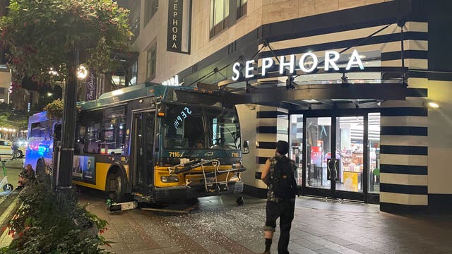 Downtown Seattle Sephora store damaged after bus crash