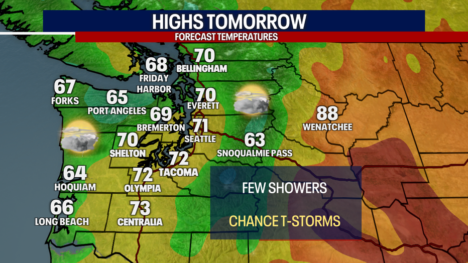 Forecast highs on Sunday.