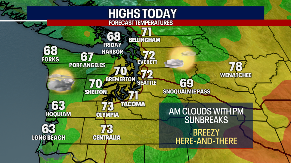 Dry weather is expected in the Seattle area on Sunday.