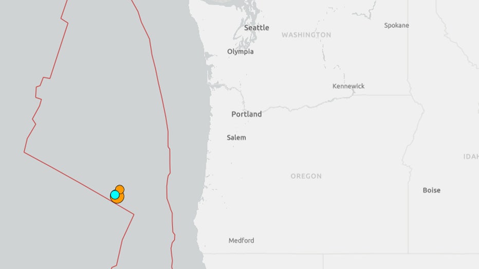 A 5.9-magnitude earthquake struck off the Oregon coast Thursday night, followed by two aftershocks early Friday. According to the U.S. Geological Survey, the initial quake struck at 11:45 p.m. about 143.5 miles west of Bandon, Oregon. The aftershocks, both measured at magnitude 3.0, occurred at 12:22 a.m. and 3:05 a.m. Concerns that an earthquake of this size might trigger a tsunami were eased after the National Weather Service Tsunami Alerts said one was not expected. As of 11:30 a.m., 24 people reported feeling the 5.9 quake and only a few reported feeling the 3.0 aftershocks, according to the USGS. Anyone who experienced shaking is encouraged to report it on the agency’s website. There were no immediate reports of damage or injuries. Geologists say damage typically does not occur unless an earthquake’s magnitude exceeds 4 or 5. This is a developing story. Check back for updates.