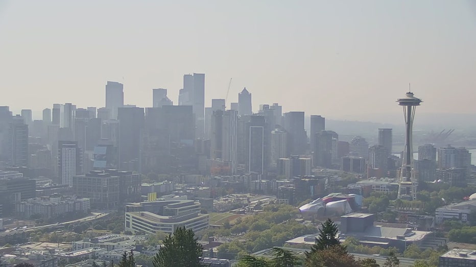 Smoke and haze from wildfires burning in Washington, Oregon, California and Canada has entered Puget Sound, with some areas under air quality alerts due to surface-level smoke.
