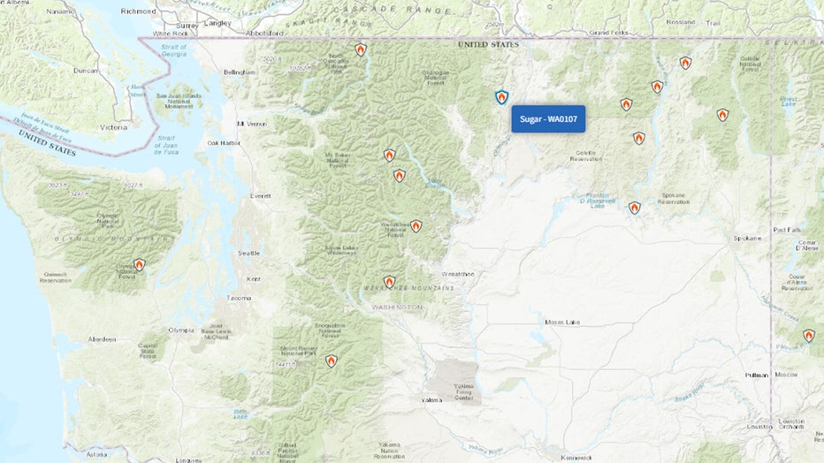 There are 103 firefighting personnel working on the Sugar Fire, burning about five miles northeast of Conconully. As of Sept. 11, the fire has burned nearly 100 acres and is 75% contained.