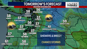 Seattle Weather: Scattered showers, breezy and chance of storms Sunday
