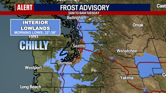 Seattle weather: Frost Advisory for parts of western Washington Tuesday morning