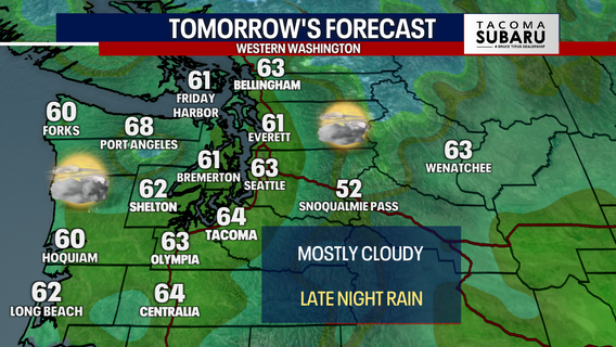 Seattle weather: Mostly cloudy Thursday, late showers and wind