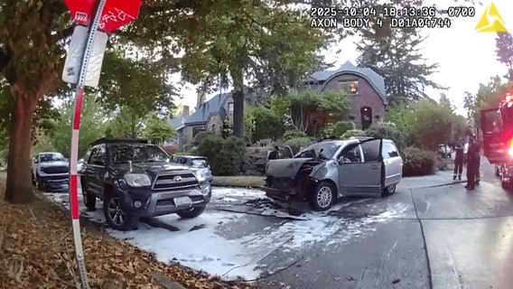 Seattle police arrest man for ramming family van, setting fire