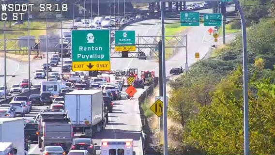 Westbound State Route 18 reopens after crash at SR 167 ramp in Auburn