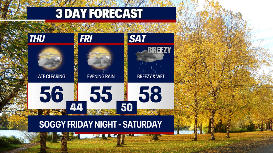 Gusty and sloppy weather can be expected in Seattle late Halloween night to Saturday.