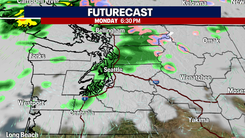 Passing showers possible on Monday,