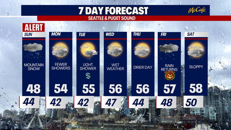 Cloudy and damp weather will linger in Seattle on Sunday.