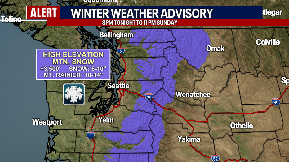 Winter Weather advisory in the mountains. 