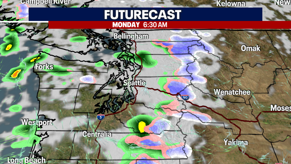 Skies dry a bit by Monday.