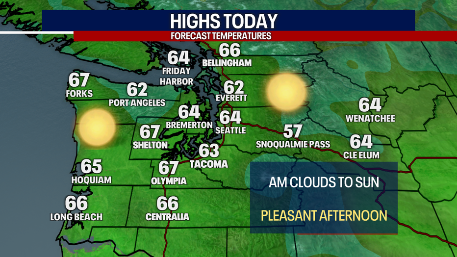 Mild and pleasant weather is in store for Seattle on Sunday afternoon.