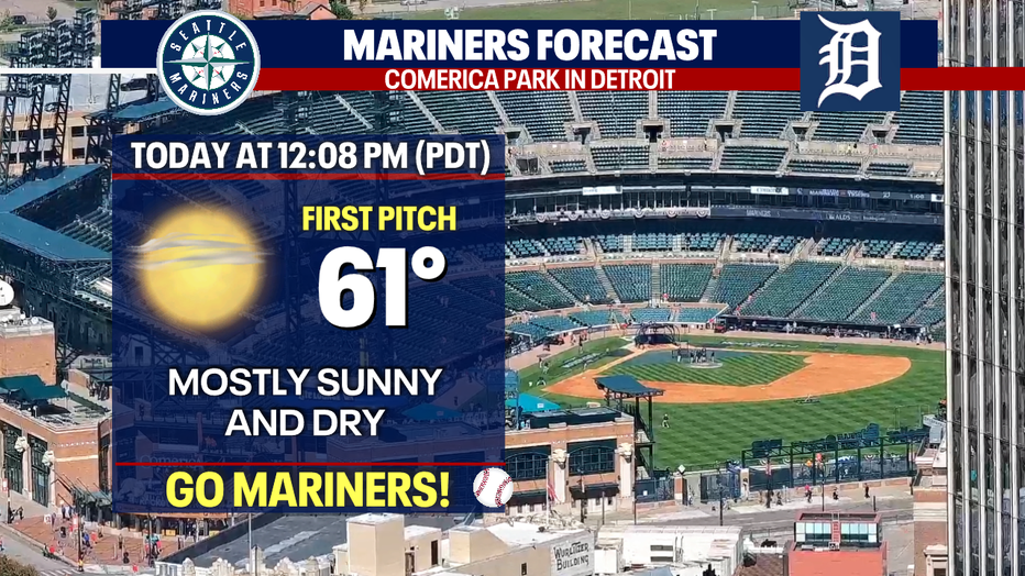The forecast for the Seattle Mariners game in Detroit.